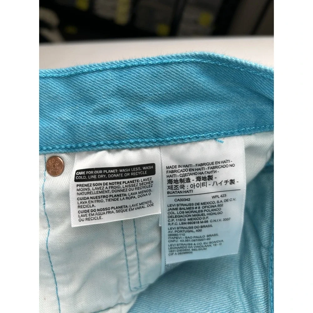 Levi's 501XX Jeans Button Fly Jeans Blue Teal Denim Pants Men's 34x36 Fits 32x29